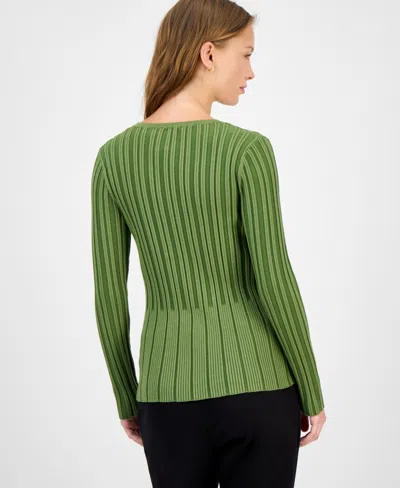 T Tahari Ribbed Sweater In Green
