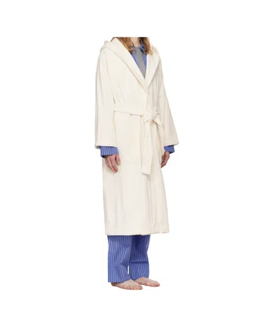 Tekla Off-white Terry Hooded Bathrobe In Neutral