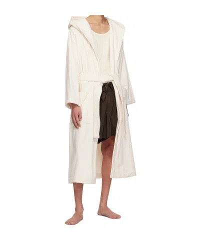 Tekla Off-white Terry Hooded Bathrobe In Neutral