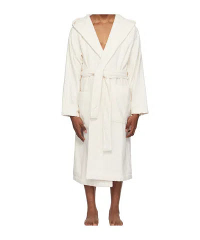 Tekla Off-white Terry Hooded Bathrobe In Neutral