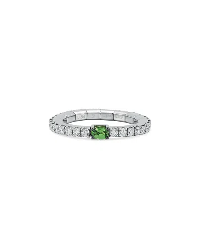 Roberto Demeglio 18k White Gold Extensible By Demeglio Tsavorite & Diamond Stretch Band In White