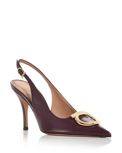 Ferragamo Women Sara 95 Leather Slingback Pumps In Animal Print