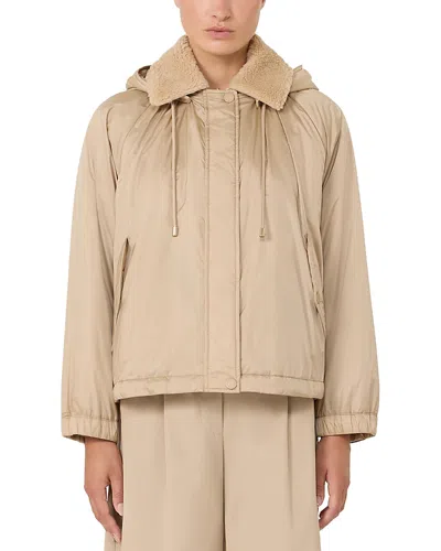 Weekend Max Mara Reversible Water-repellent Canvas Windbreaker In Brown