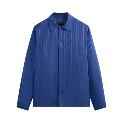 Pre-owned Kith Crest Logo Boxy Collared Overshirt 'bow' | Blue | Men's Size M