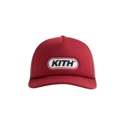 Pre-owned Kith Poly Foam Fast Logo Patch Nolan Trucker Hat 'allure' | Red | Men's Size Onesize