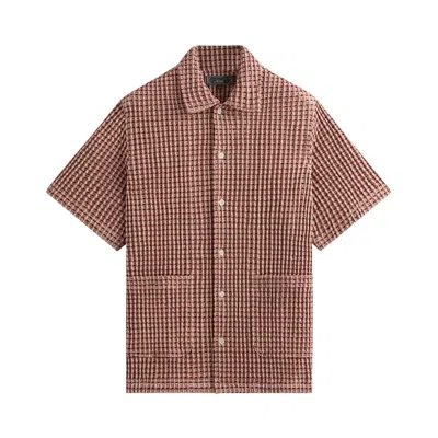 Pre-owned Kith Geometric Diamond Short Sleeve Boxy Collared Overshirt 'bitters' | Men's Size M In Red