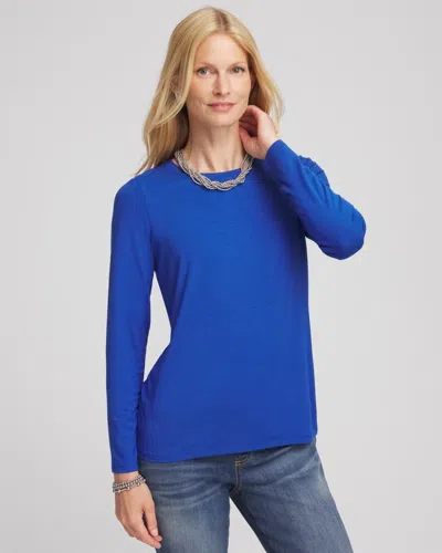 Chico's Touch Of Cool Layering Tee In Cobalt Stone In Blue