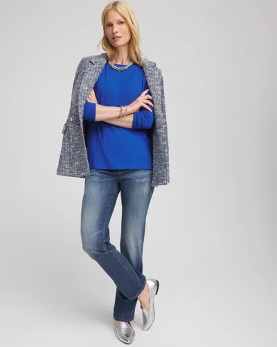 Chico's Touch Of Cool Layering Tee In Cobalt Stone In Blue