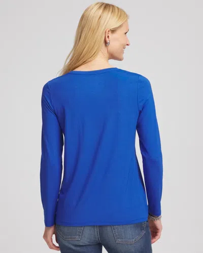 Chico's Touch Of Cool Layering Tee In Cobalt Stone In Blue