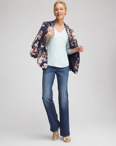 Chico's Foiled Touch Of Cool Layering Tee In Blue Menthe