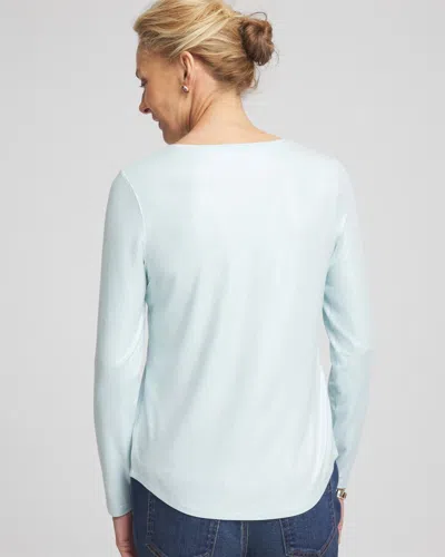 Chico's Foiled Touch Of Cool Layering Tee In Blue Menthe