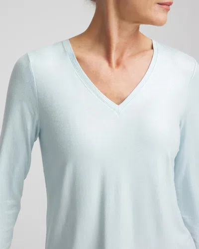 Chico's Foiled Touch Of Cool Layering Tee In Blue Menthe