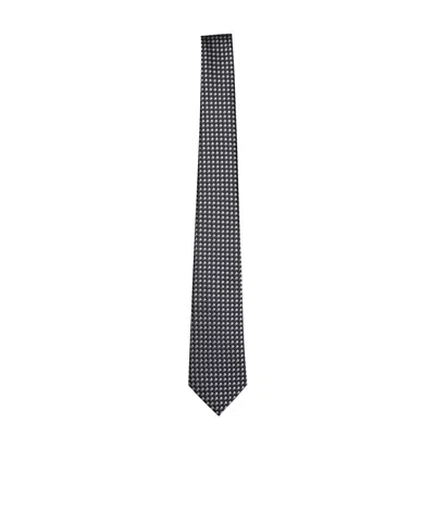 Giorgio Armani Geometric Patterned Pointed Tip Tie In Gold