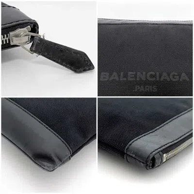 Pre-owned Balenciaga Black Canvas Leather Clutch Bag ()