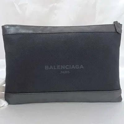 Pre-owned Balenciaga Black Canvas Leather Clutch Bag ()