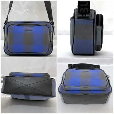 Pre-owned Burberry Black Blue Canvas Leather Shoulder Bag ()