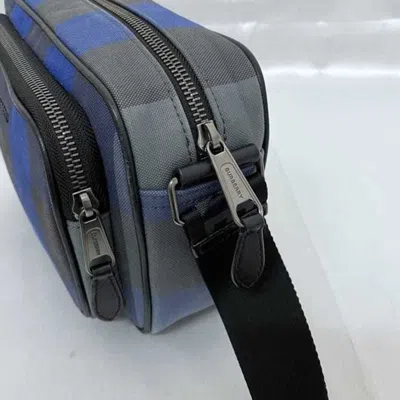 Pre-owned Burberry Black Blue Canvas Leather Shoulder Bag ()