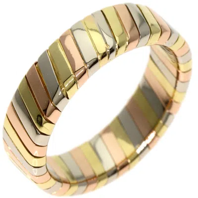 Pre-owned Bvlgari Tubogas Pink White Yellow Band Ring () In Multi