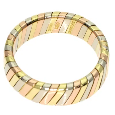 Pre-owned Bvlgari Tubogas Pink White Yellow Band Ring () In Multi