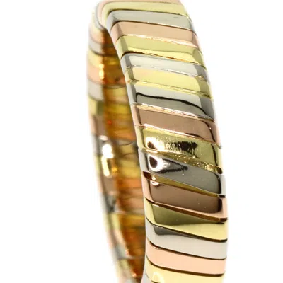 Pre-owned Bvlgari Tubogas Pink White Yellow Band Ring () In Multi