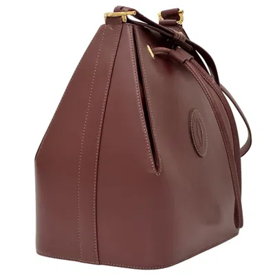 Pre-owned Cartier Bordeaux Leather Shoulder Bag ()