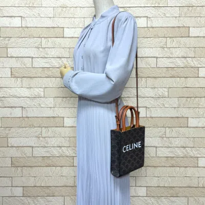Pre-owned Celine Brown Coated Canvas Shoulder Bag ()