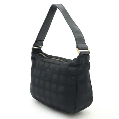Pre-owned Chanel New Travel Line Black Jacquard Leather Handbag Shoulder Bag ()