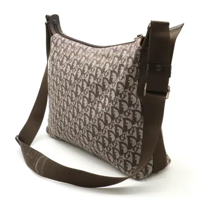 Pre-owned Dior Christian  Brown Jacquard Canvas Leather Shoulder Bag ()