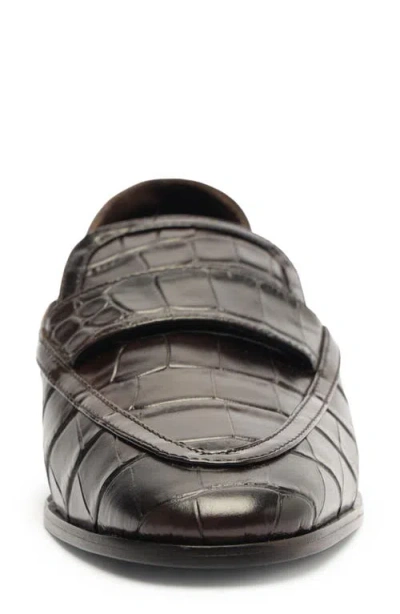 Schutz Maurice Croc-embossed Leather Loafer Flats In Brown