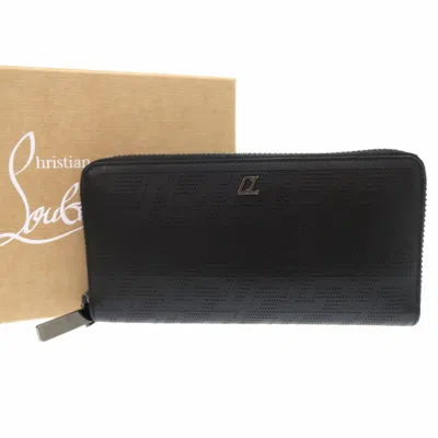 Pre-owned Christian Louboutin Black Gunmetal Leather Long Wallet (bi-fold) ()