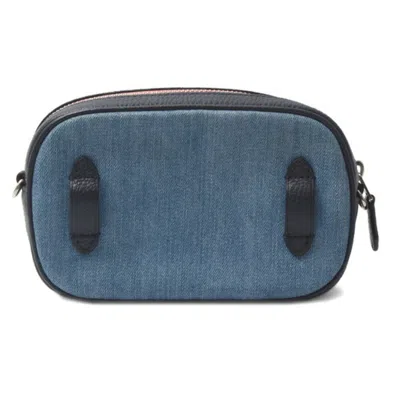 Pre-owned Coach Blue Navy Pink Denim Leather Shoulder Bag Sling Bag ()
