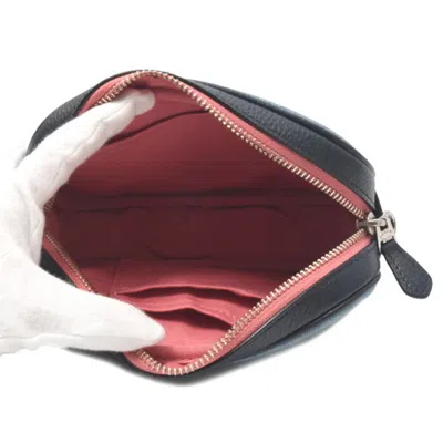 Pre-owned Coach Blue Navy Pink Denim Leather Shoulder Bag Sling Bag ()
