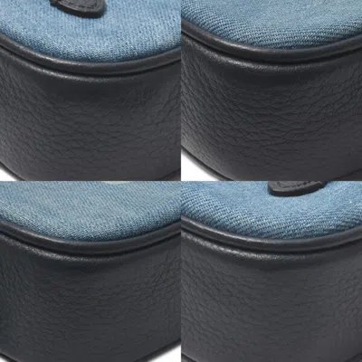 Pre-owned Coach Blue Navy Pink Denim Leather Shoulder Bag Sling Bag ()