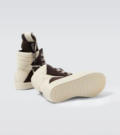 Rick Owens Geometric High-top Sneakers Unique Laces In Brown