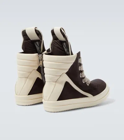 Rick Owens Geometric High-top Sneakers Unique Laces In Brown