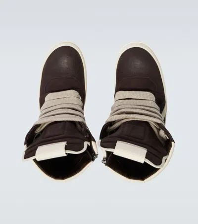 Rick Owens Geometric High-top Sneakers Unique Laces In Brown