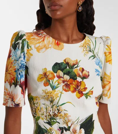 Dolce & Gabbana Bouquet-print Dress In Cretonne In Multi