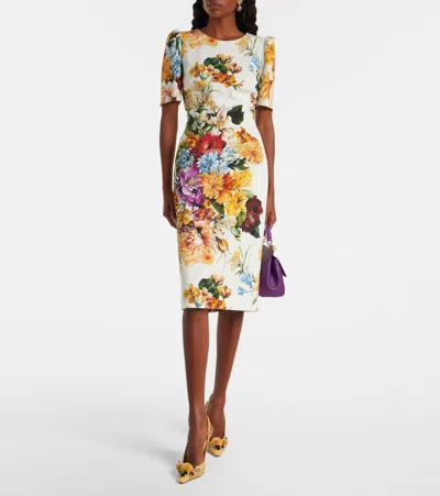 Dolce & Gabbana Bouquet-print Dress In Cretonne In Multi
