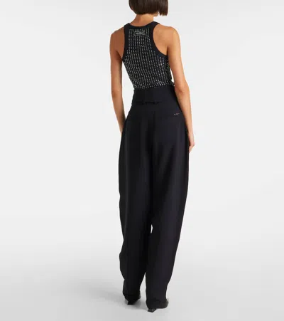 Attico Wrap-effect Belted Trousers In Black