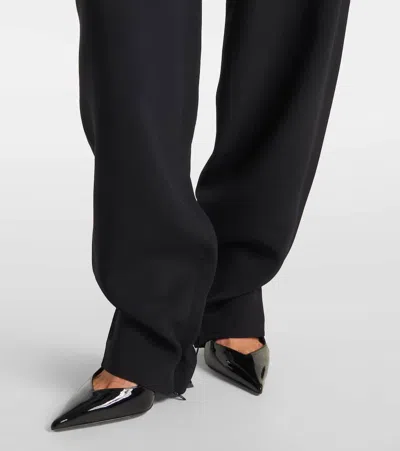 Attico Wrap-effect Belted Trousers In Black