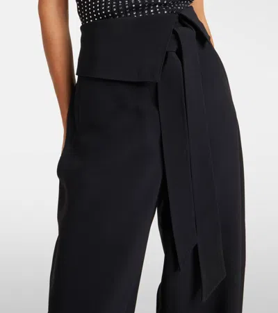 Attico Wrap-effect Belted Trousers In Black