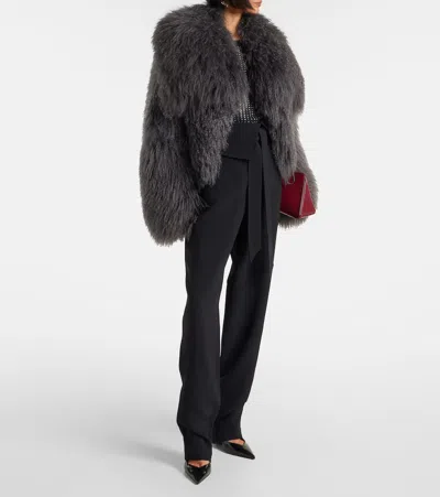 Attico Wrap-effect Belted Trousers In Black