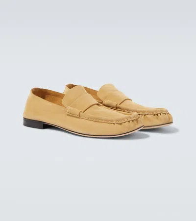 The Row Penny Suede Loafers In Yellow