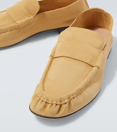 The Row Penny Suede Loafers In Yellow