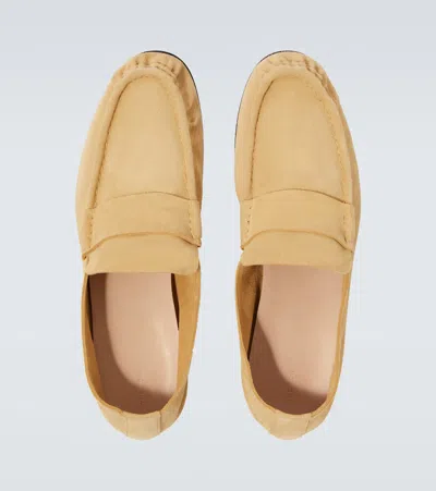 The Row Penny Suede Loafers In Yellow