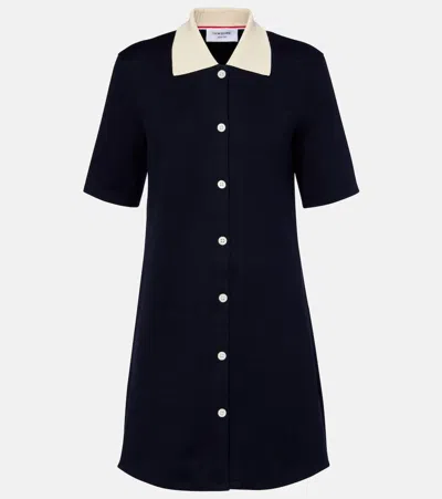 Thom Browne Collared Dress With Short Sleeves In Blue