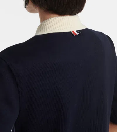 Thom Browne Collared Dress With Short Sleeves In Blue