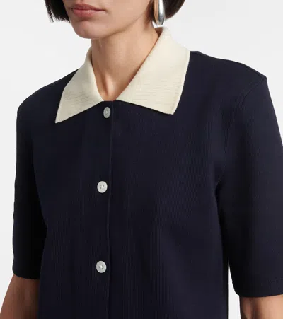 Thom Browne Collared Dress With Short Sleeves In Blue