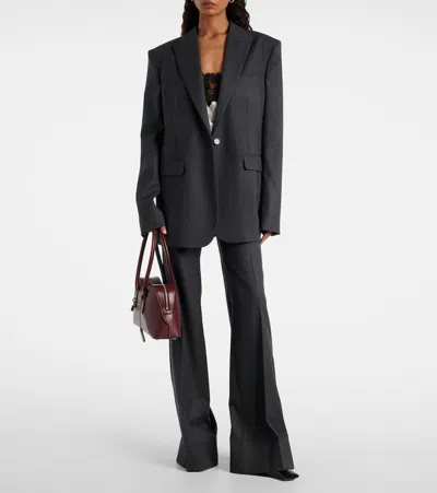Stella Mccartney Pantalone In Lana Antracite  Donna In Gray