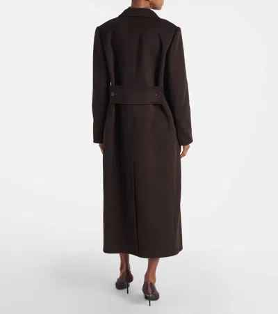 Victoria Beckham Brown Double-breasted Coat In Wool And Cashmere In Brown